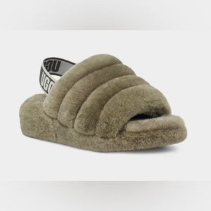 Burnt Olive fluff yeah UGG slides